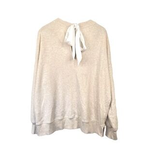 Aerie The Big Chill Oversized Crewneck Sweatshirt Size S Oatmeal Back Bow Lounge
